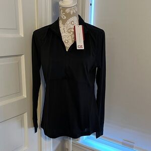 Size M Cutter & Buck Black Long-Sleeve Quarter Zip Pullover
